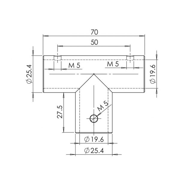 T-Anschlussstück für Stabilisierungsstange Ø 19 mm rund von TARNIT GmbH - DIE Glaserei