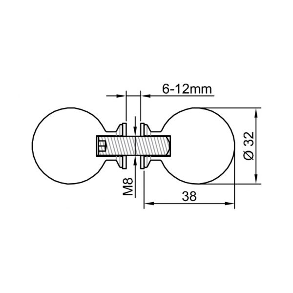 Duschtürknopf, Durchmesser 32 mm kugelförmig, Chrom glänzend, 1 Paar von TARNIT GmbH - DIE Glaserei